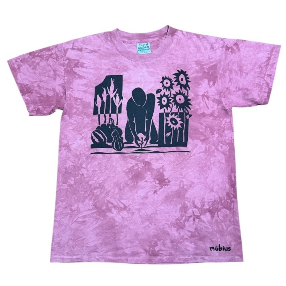 Vintage 90s Mobius Pink Tie Dye Graphic Gardening Sunflower Abstract Art T-shirt
